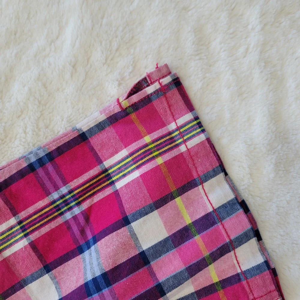 The Childrens Place Plaid Shorts Kids Size 14 Pink Wild Fuchsia Heart Pockets